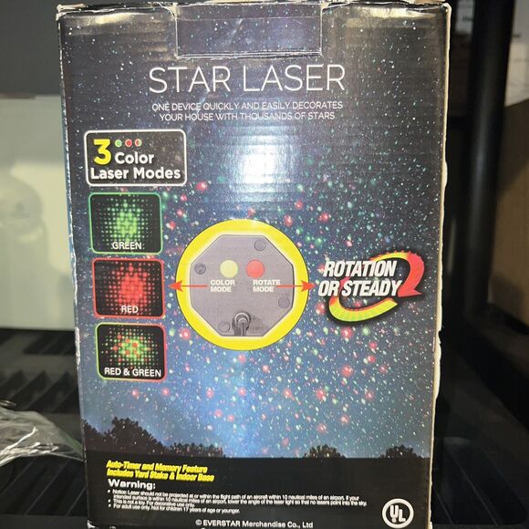 EZ-Illuminations Laser Projector Animated Christmas Red Green Stars NEW Open Box - Picture 6 of 8